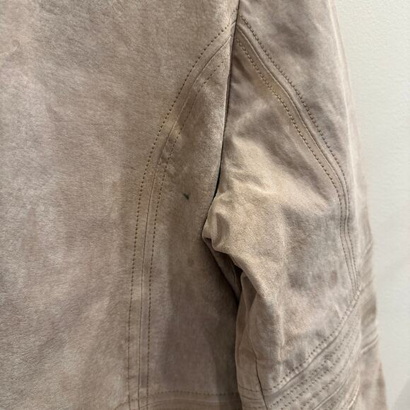 Weather Tamer VTG 90s Beige Suede Faux Fur Shearling Coat Aviator Pilot Sz Large - Picture 11 of 15